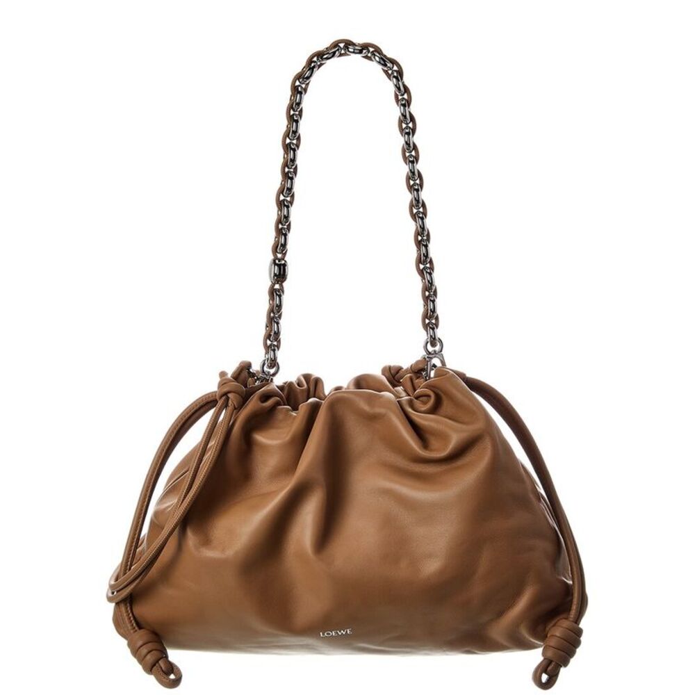 Loewe Flamenco Large Leather Clutch, Brown